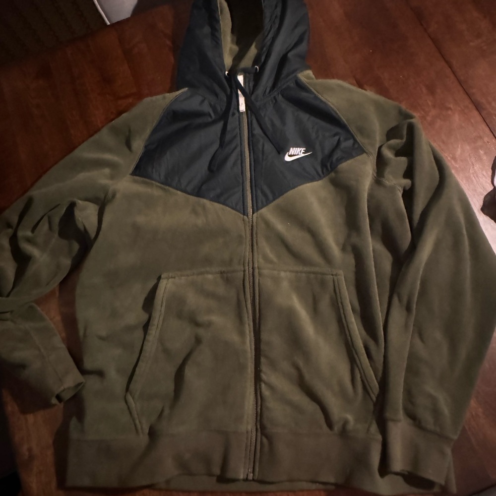 Nike Green and Black Windbreaker with Iconic Logo